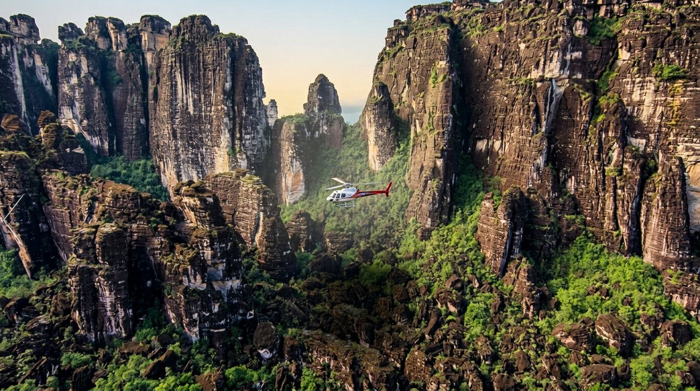 Helicopter view of Auyán-tepui